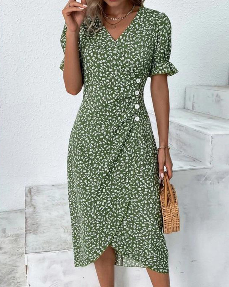 Charlene™ | Fresh Bloom V-Neck Dress