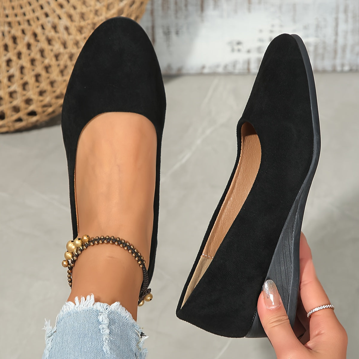 Imelda – Comfortable Wedge-Heel Ballet Flats
