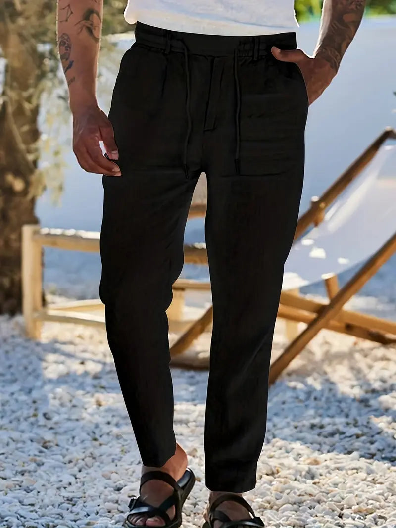 NICHOLS | WIDE LINEN PANTS WITH DRAWSTRING