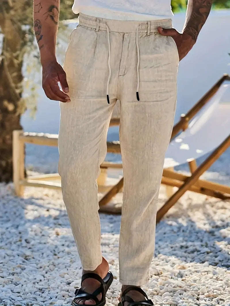 NICHOLS | WIDE LINEN PANTS WITH DRAWSTRING