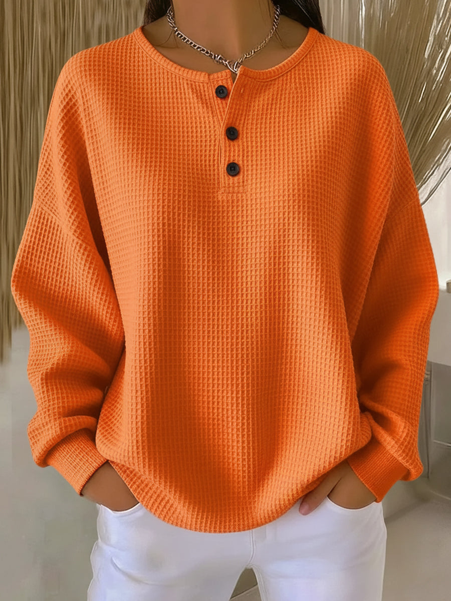 Mary – Casual Waffle Knit Sweatshirt