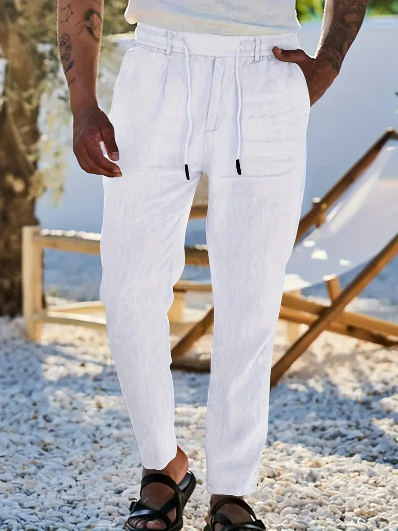 NICHOLS | WIDE LINEN PANTS WITH DRAWSTRING