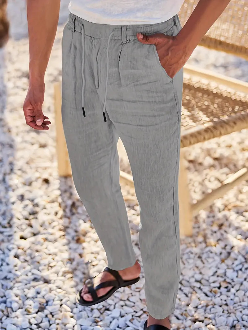 NICHOLS | WIDE LINEN PANTS WITH DRAWSTRING