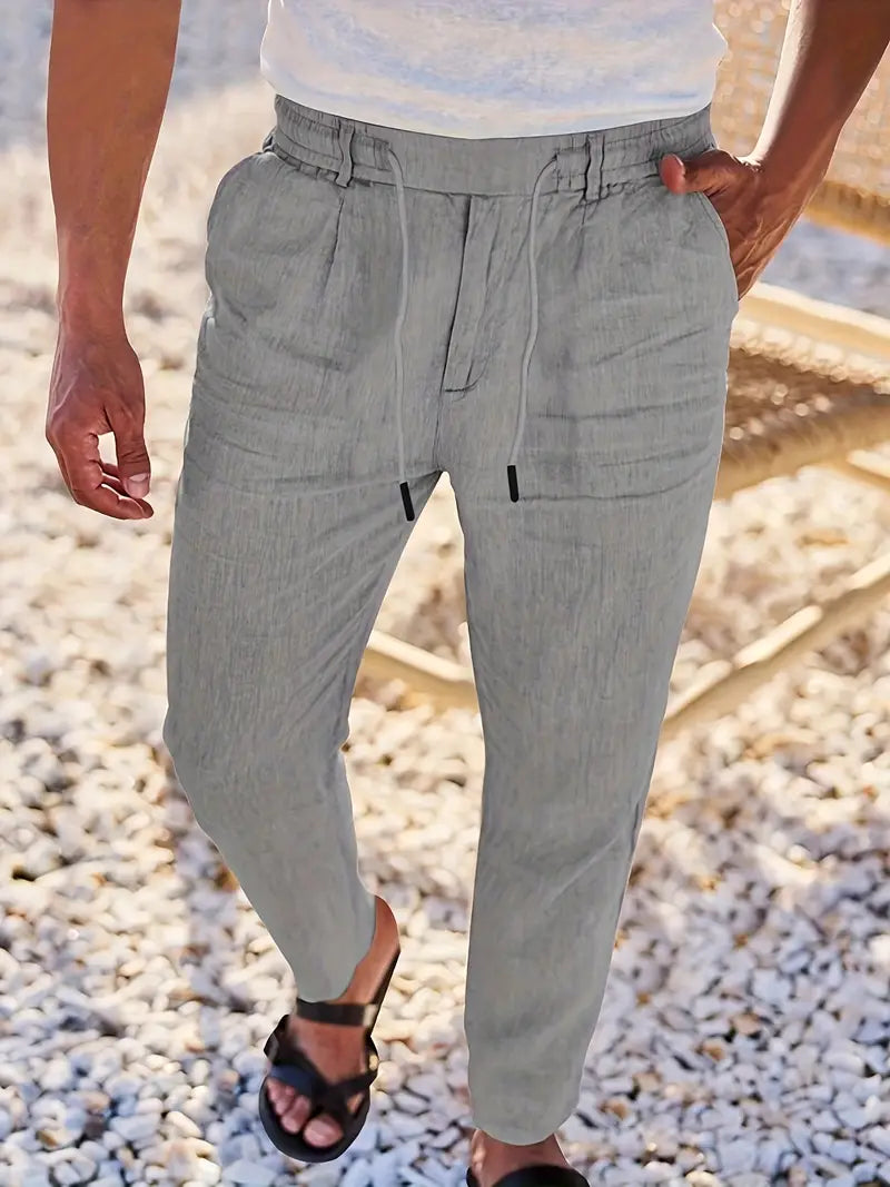 NICHOLS | WIDE LINEN PANTS WITH DRAWSTRING