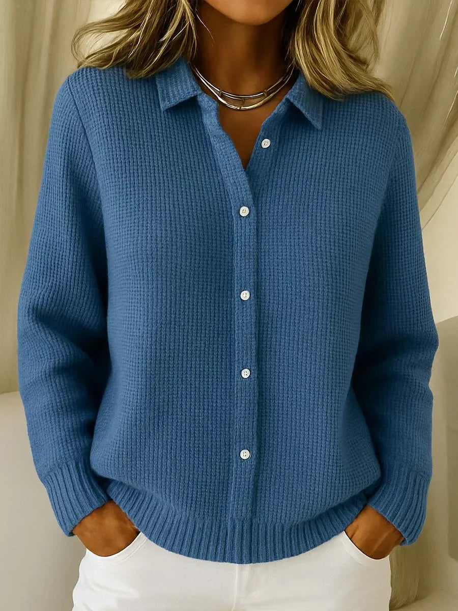 Esmae – Slim Cotton Blend Collared Cardigan