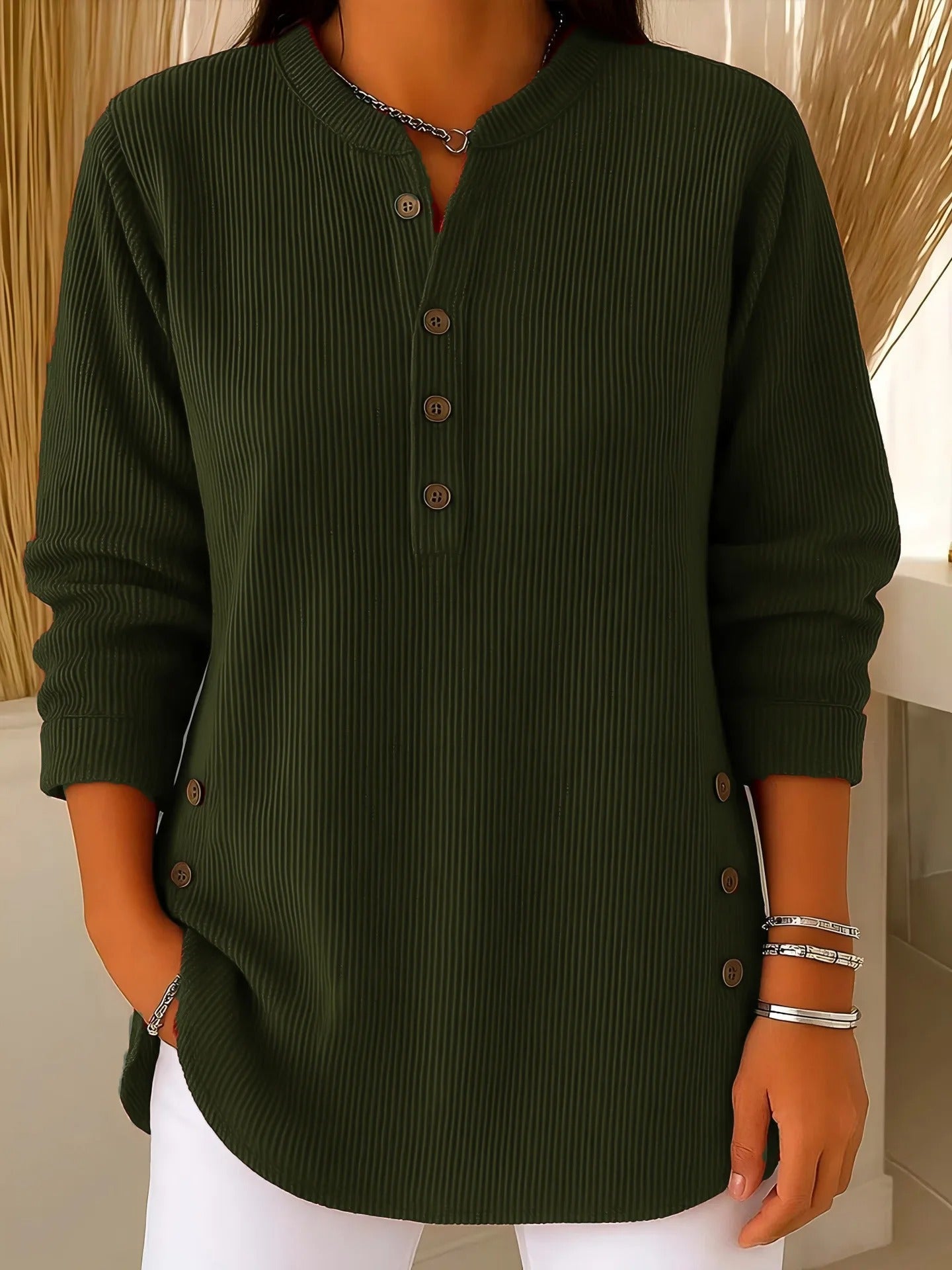 Evadne – Plain Long-Sleeved Knit Sweater