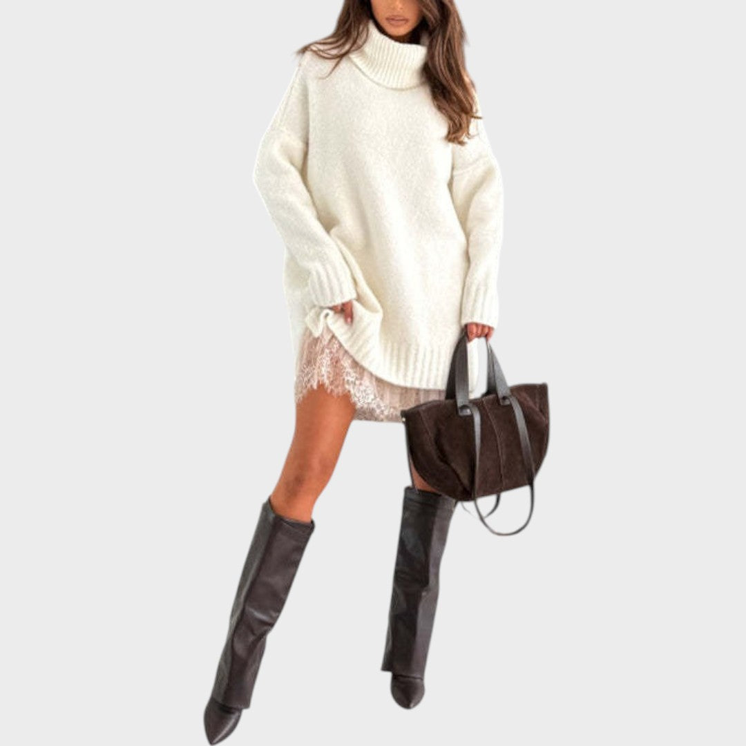 Bonnie – Oversized Knit and Lace Dress Set