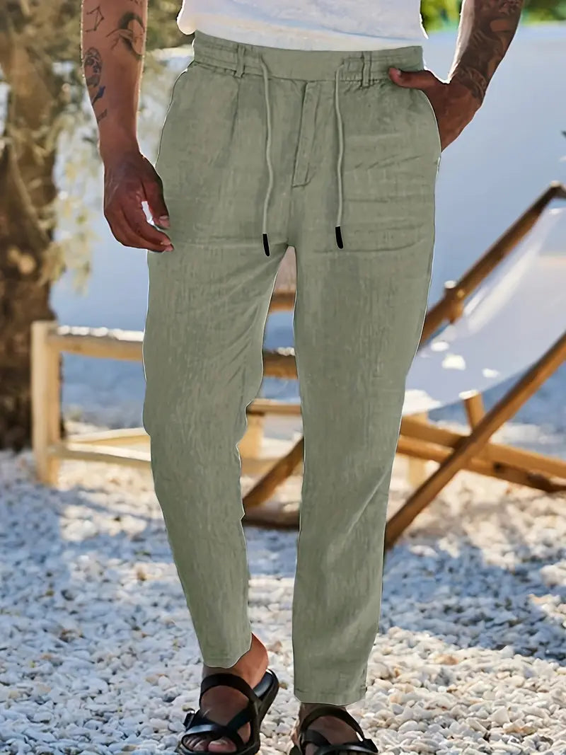 NICHOLS | WIDE LINEN PANTS WITH DRAWSTRING