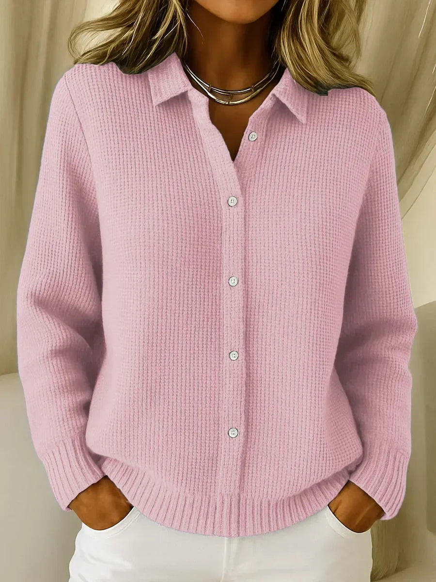 Esmae – Slim Cotton Blend Collared Cardigan