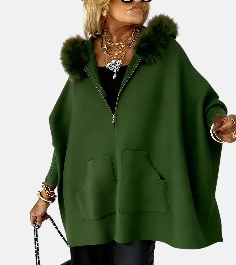 Olivia – Casual Hooded Coat with Fur Collar