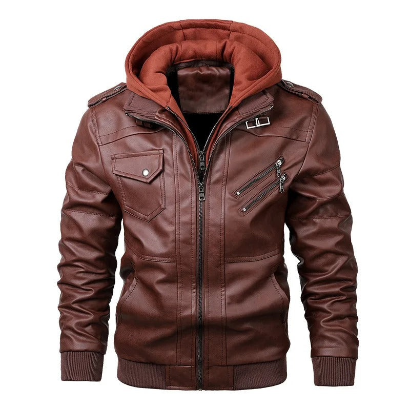 Jareth™ | Leather Motorcycle Jacket with Hood