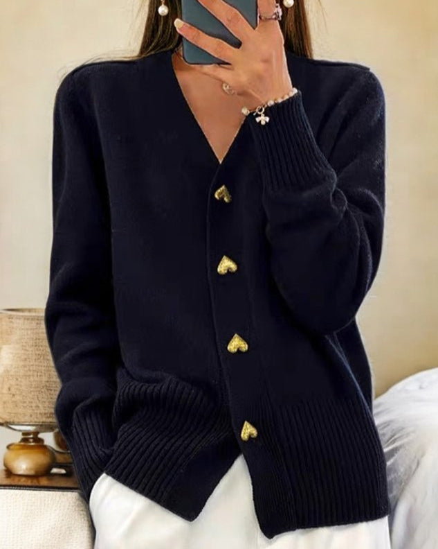 Livia™ | Elegant Cardigan with Heart Buttons